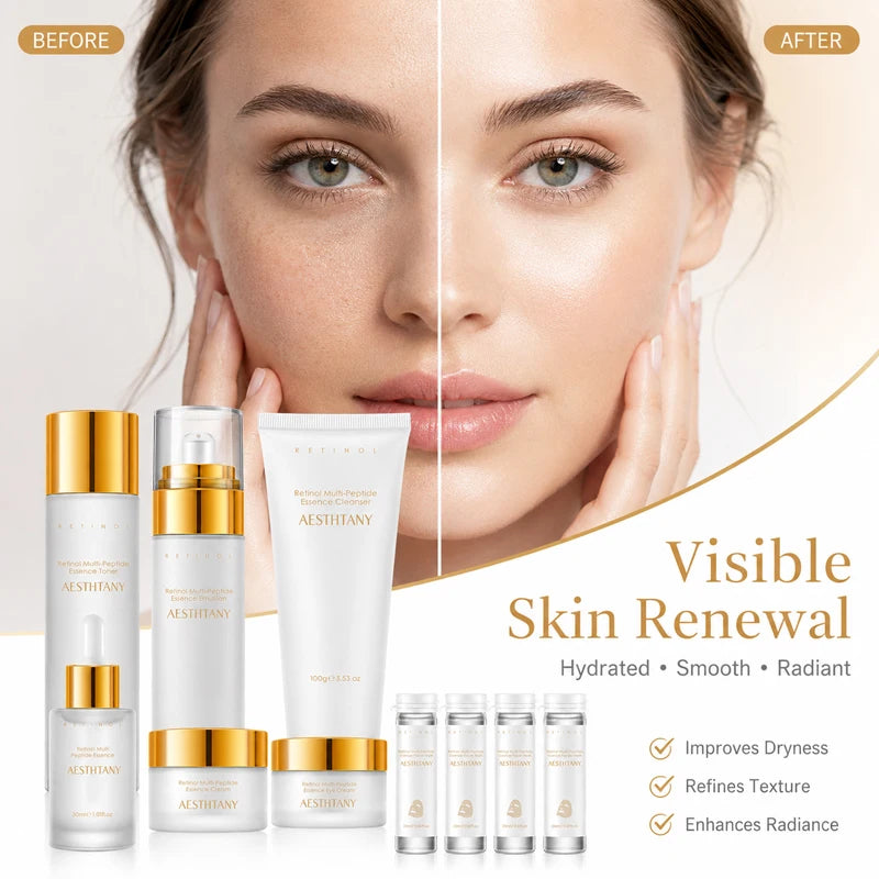 7-Piece Retinol Multi-Peptide Hydrating Skincare Routine Gift Set