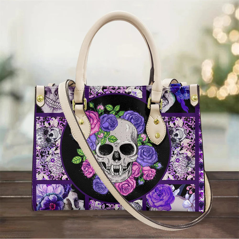 Women's Skull Pattern Faux Leather Shoulder Tote Bag