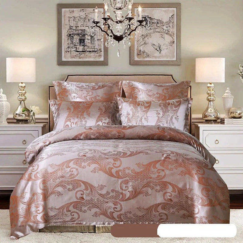 European Satin Jacquard Duvet Cover and Smooth Bedding Set