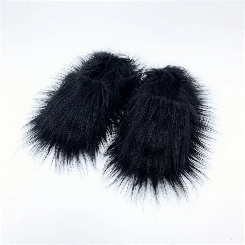 Women's Faux Fur Plush Warm Flat Slippers