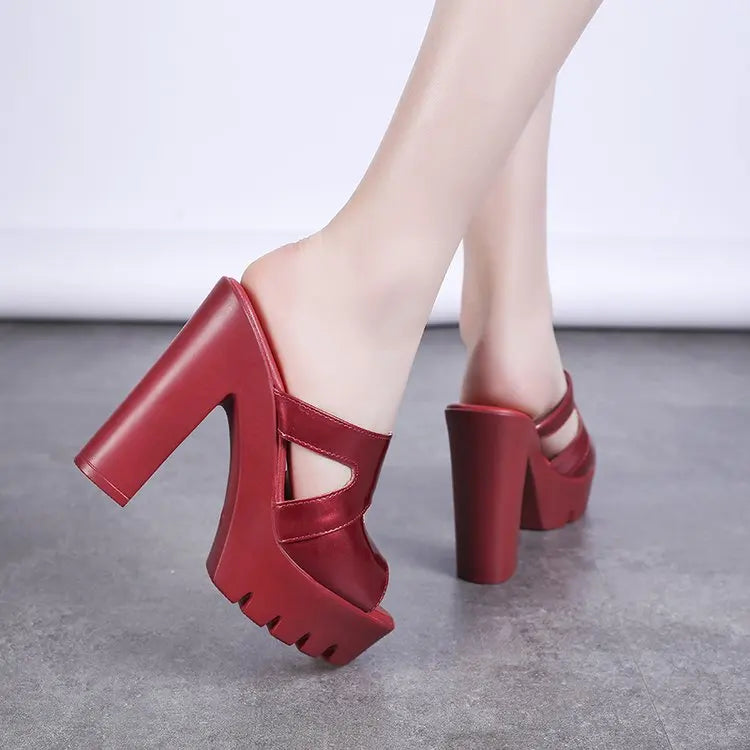 Women's Open Toe Chunky Platform Sandals 4-Inch Block Heel