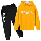 Kids' Pattern Hooded Sweatshirt Pants Two-Piece Set