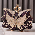 Hollow Butterfly Evening Clutch Bag with Sequins and Diamonds