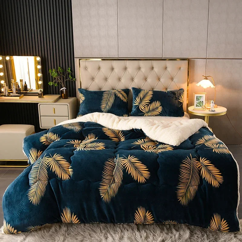 Thick Warm Fleece Quilt and Soft Fluffy Bedding Blanket