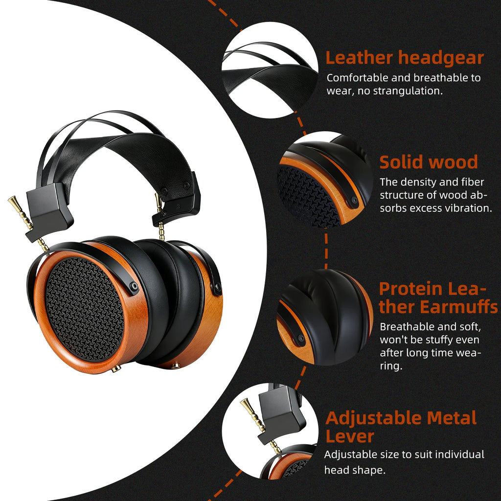 Open Back HIFI Wooden Wired Over Ear Headphones HD11
