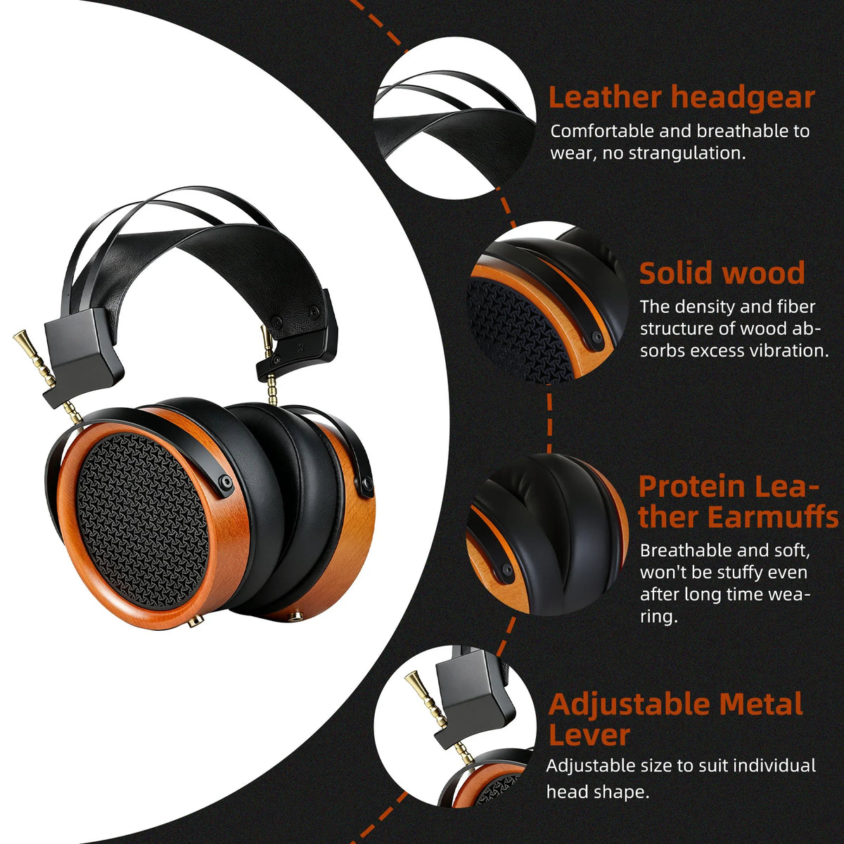 Open Back HIFI Wooden Wired Over Ear Headphones HD11