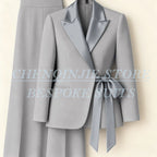 Women's Tailored Blazer Wide Leg Pants Suit