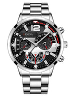 Men's Quartz Watch with Bullet Head Pendant Silver