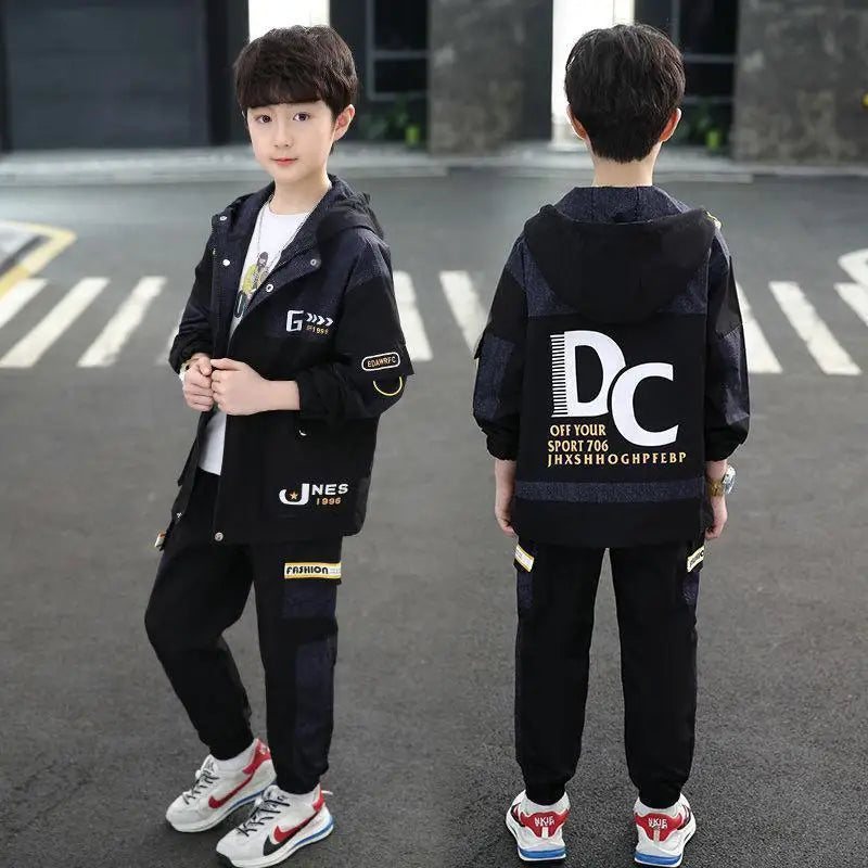 Boys' Casual Zipper Coat Pants Set
