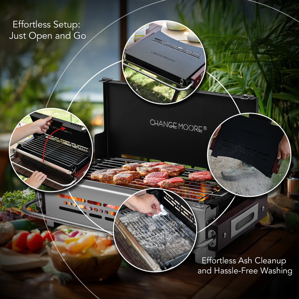 Folding Camping BBQ Grill and Stainless Steel Portable Charcoal Oven