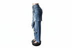 Women's Vintage High Waist Ripped Cutout Denim Jeans Pants