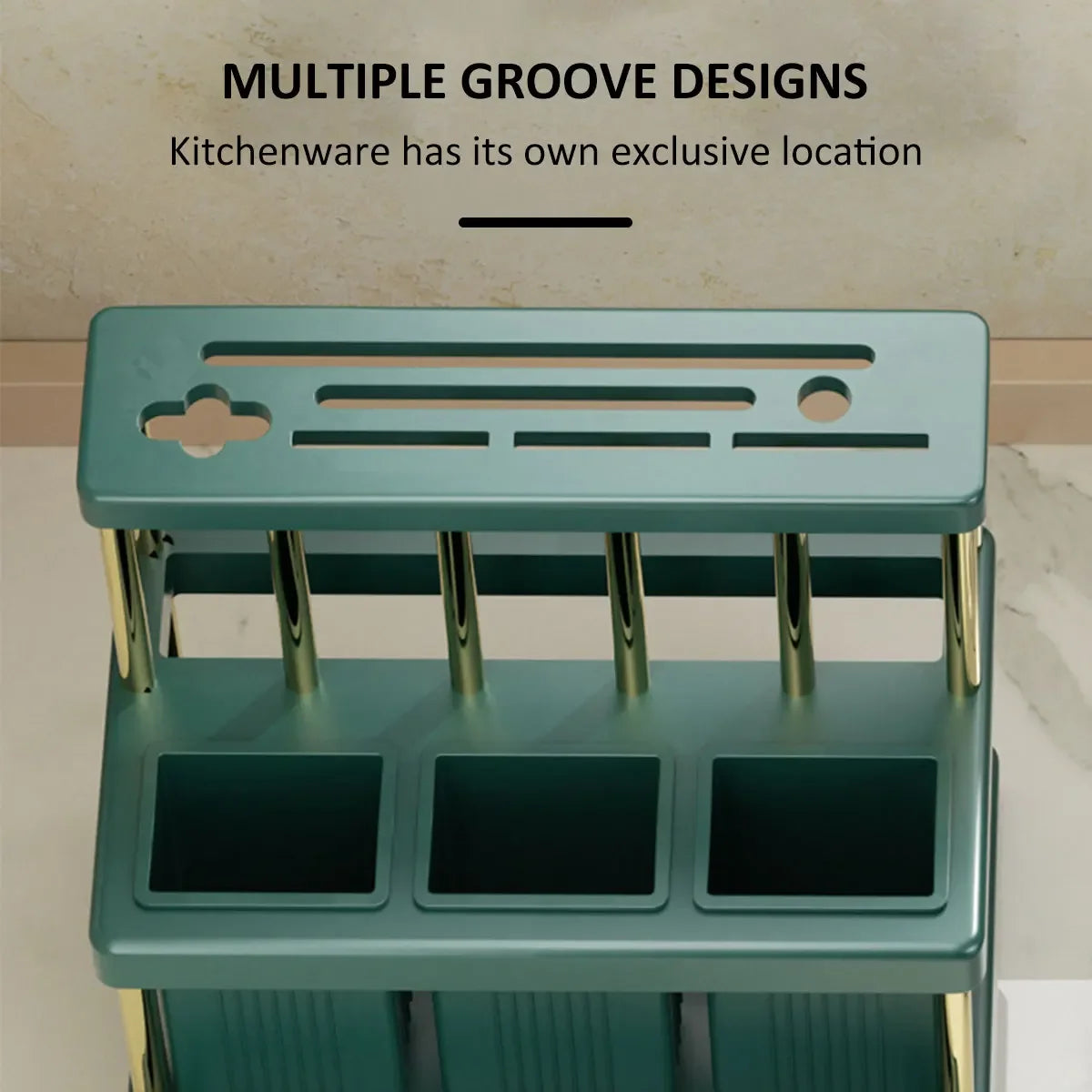 Kitchen Knife Holder and Cutlery Drainer Rack with Removable Drip Tray