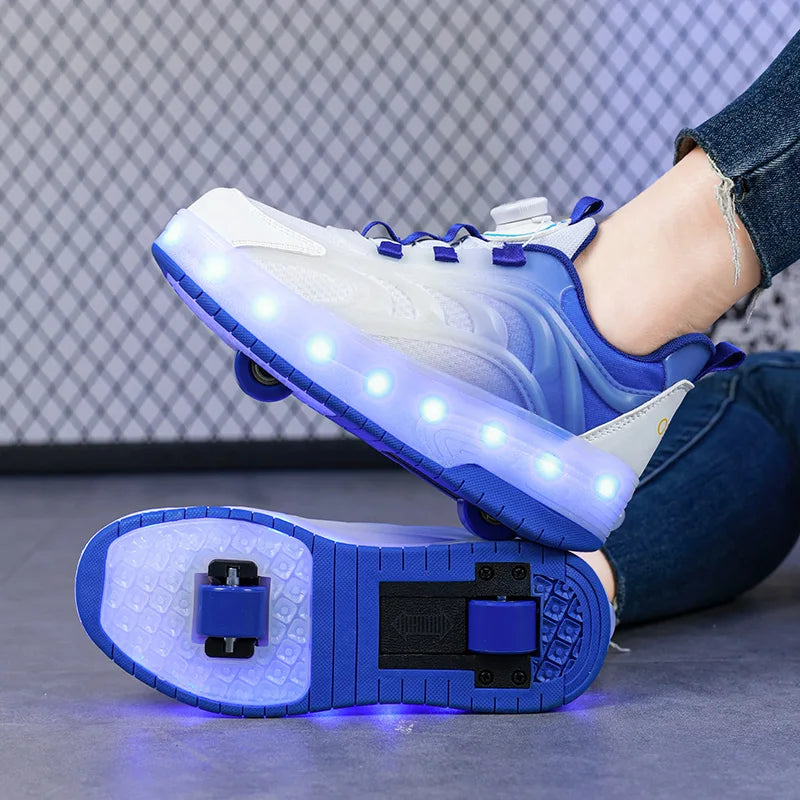 Kids' Two-Wheel USB Charging LED Light Roller Skate Sneakers