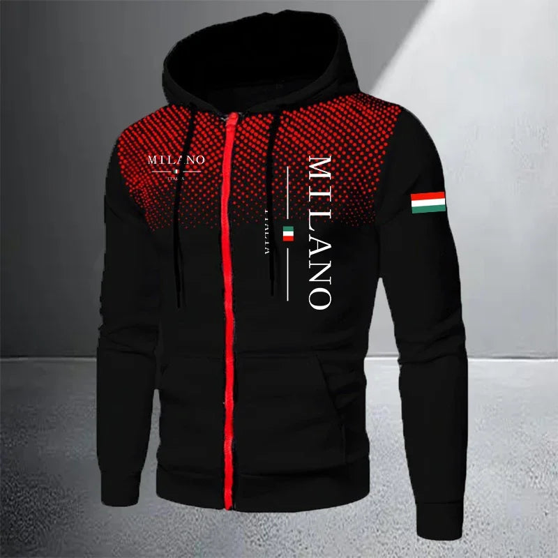 Men's Casual Zip Hooded Sweatshirt and Drawstring Pants Set