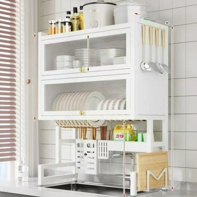 Over the Sink Dish Drying Rack with Utensil Holder