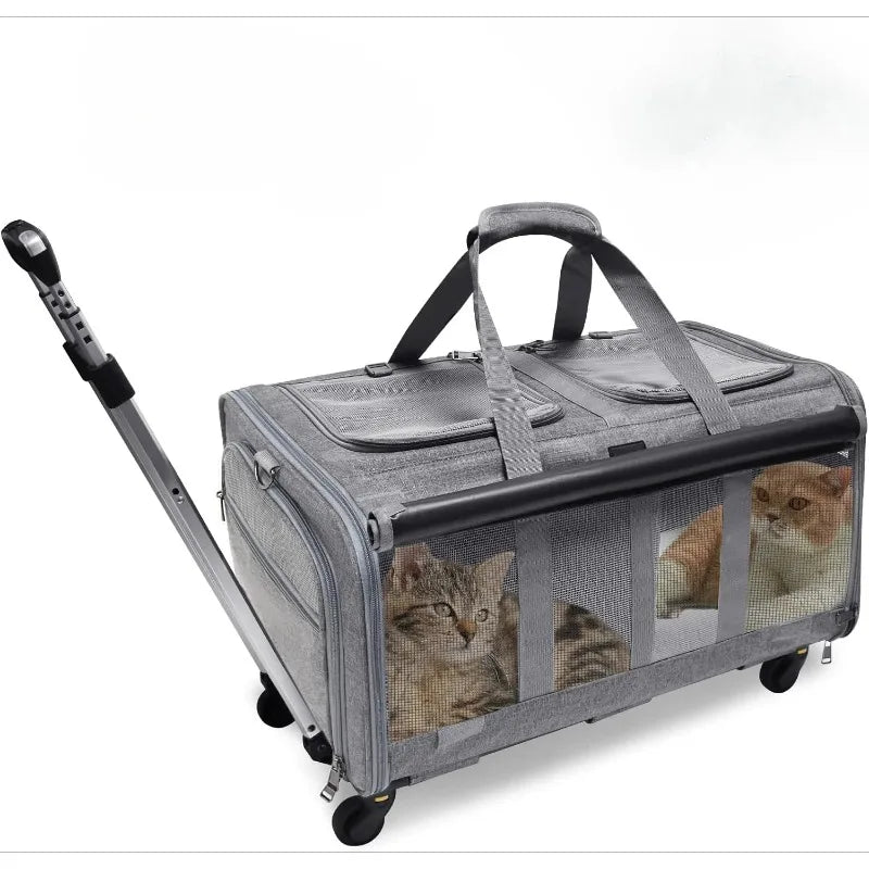 Portable Breathable Detachable Universal Wheel Pet Trolley Bag