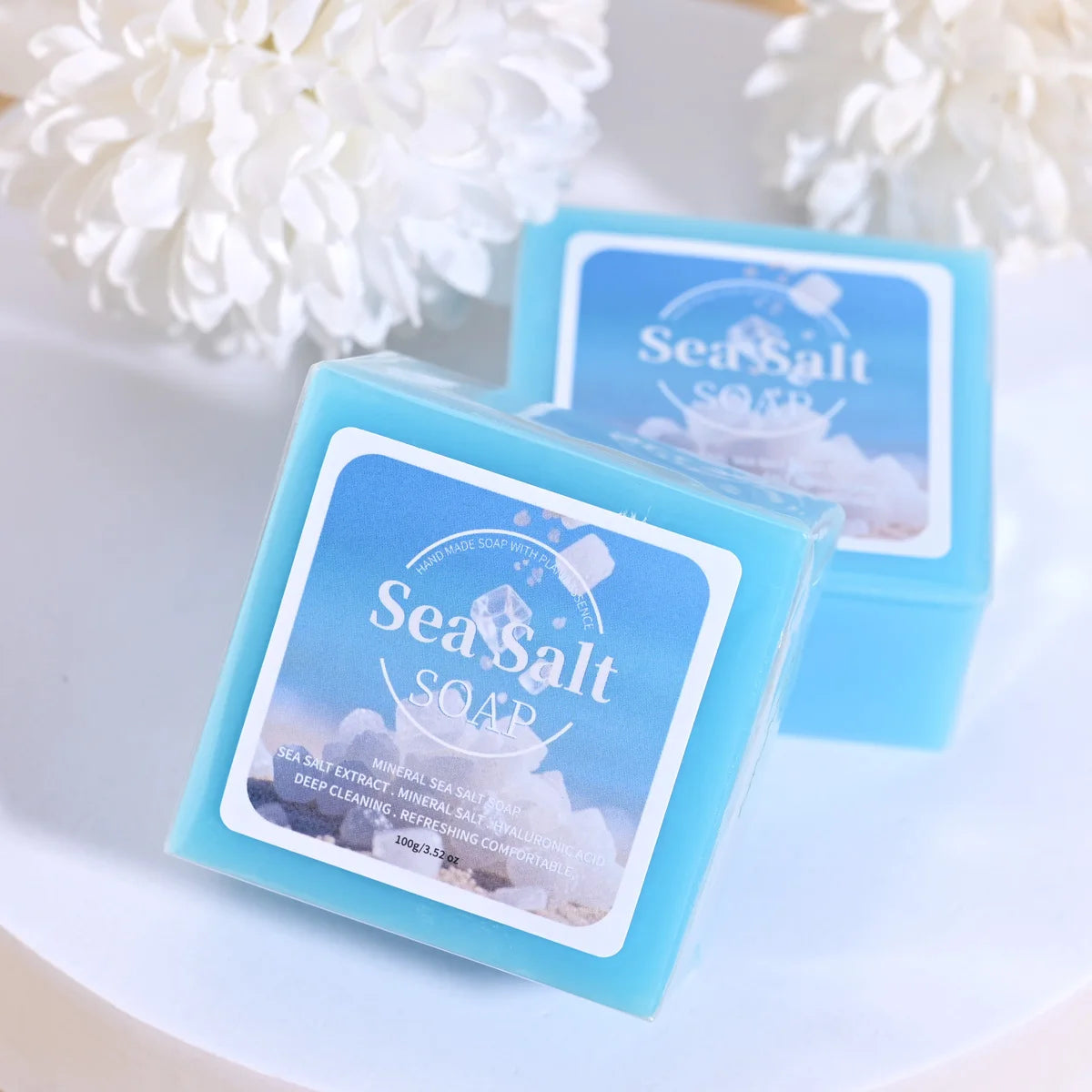 Unisex Hyaluronic Acid Sea Salt Cleansing Soap Bar 3.5 oz