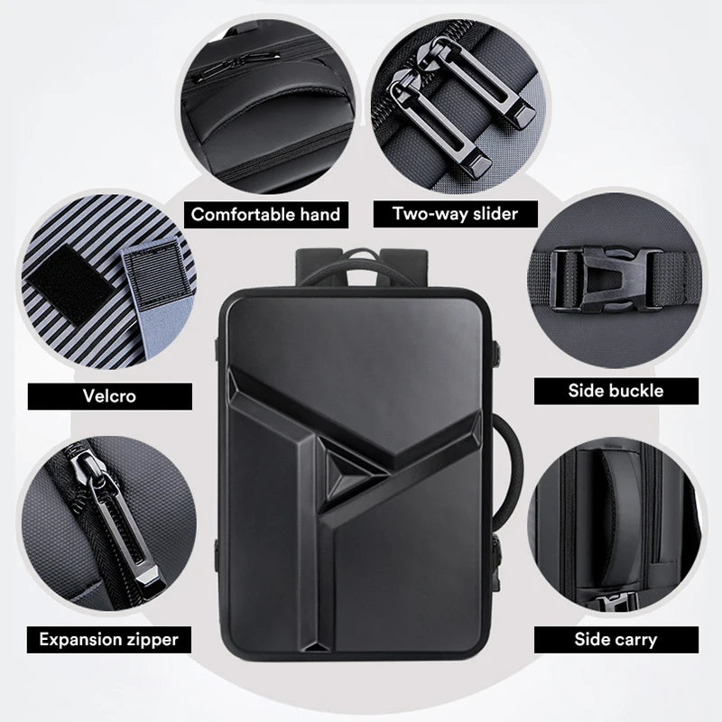 Men's Fashion Hard Shell 17 Inch Laptop Travel Backpack