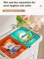 Movable Double Partition Kitchen Trash Can with Lid 11.1 Gallon