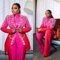 Women's Crystal Embellished Jacket Blazer Suit 2-Piece Set