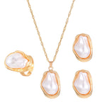 Women's Fashion Baroque Imitation Pearl Torque Necklace Jewelry Set