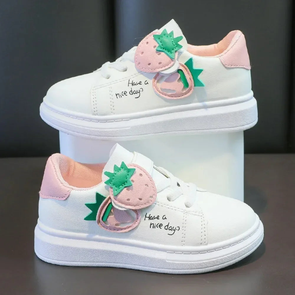 Girls' PU Leather Soft-Soled Casual Running Sneakers