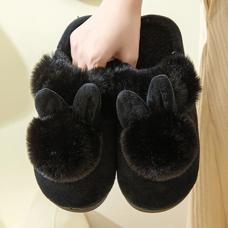 Women's Plush Winter House Slippers Fuzzy Fur Lined Slides