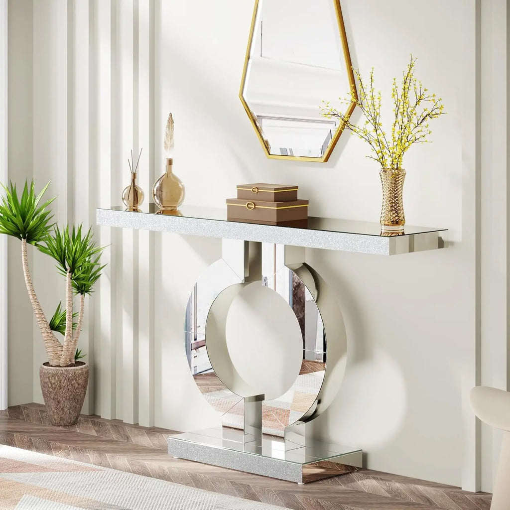 Modern Mirrored Console Table for Entryway and Living Room