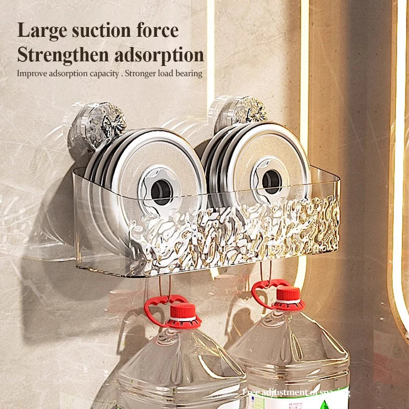 Wall Mounted Water Ripple Suction Shower Storage Basket Rack SSW045