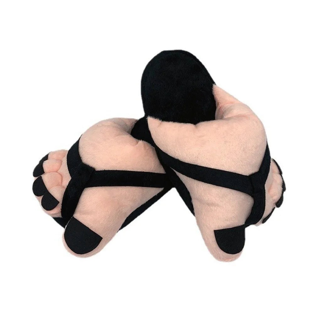 Unisex Winter Cotton Slippers Funny Cartoon Couple House Slides Warm Soft Plush Indoor Flats