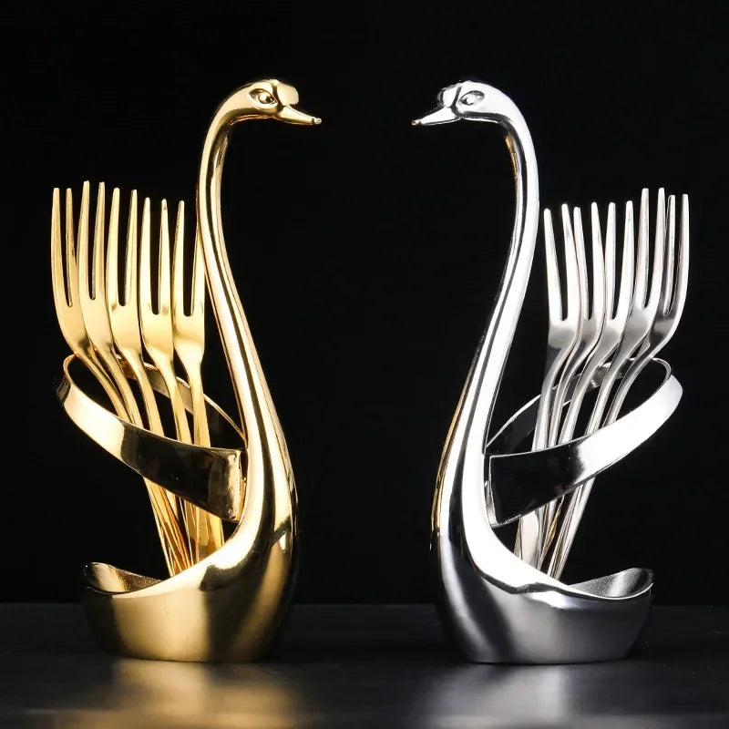 Swan Tableware Holder and Stainless Steel Utensil Stand