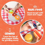 Kids 34 PCS BBQ Grill Pretend Cooking Kitchen Utensils Toy Set