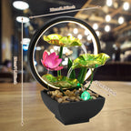 Lotus Leaf Tabletop Water Fountain and LED Light Waterfall
