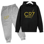 Kids' Ronaldo CR7 Print Hoodie Sweatshirt Pants Two-Piece Set
