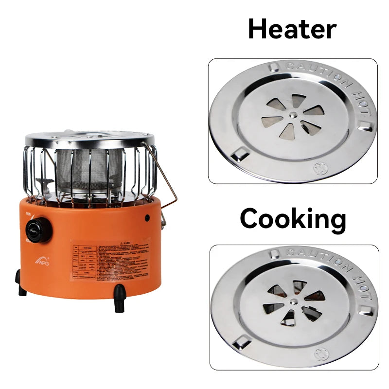 Portable 2-in-1 Camping Gas Stove and Heater with Adjustable Damper