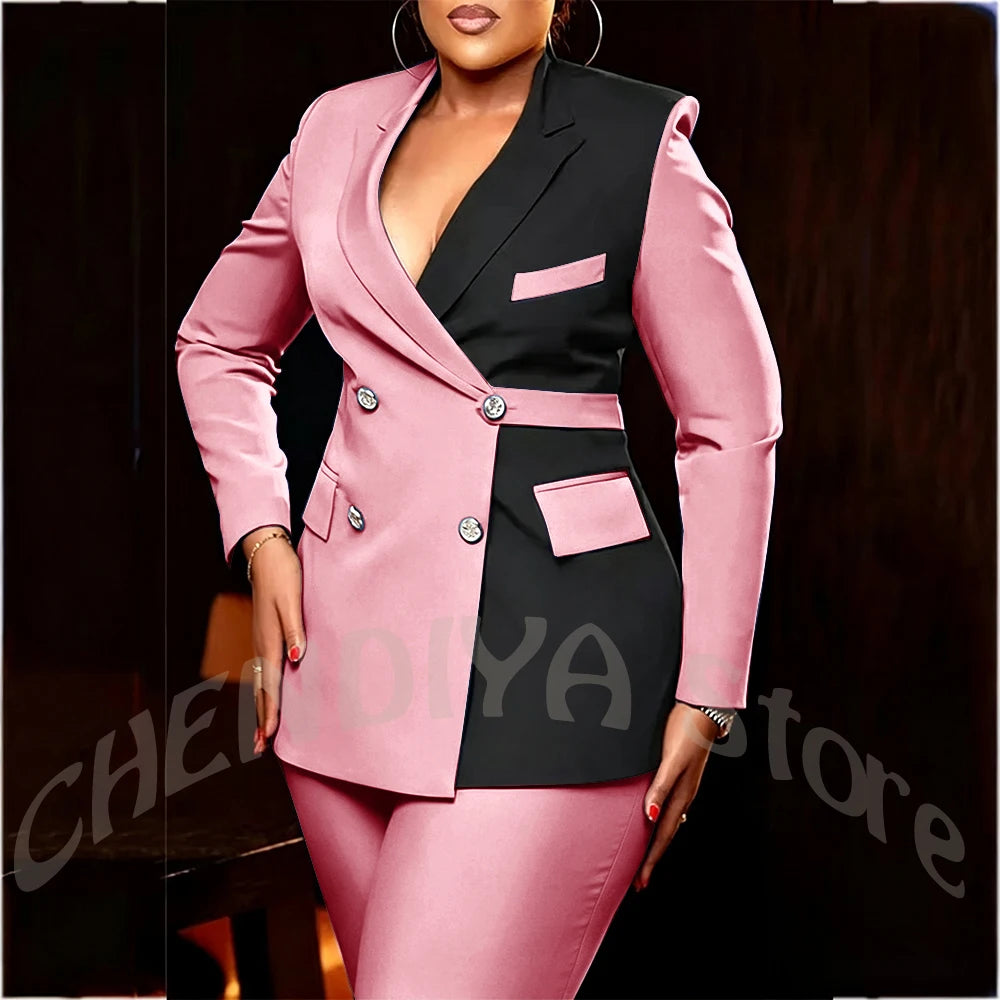 Women's Classic Tailored Blazer and Trousers Suit Set