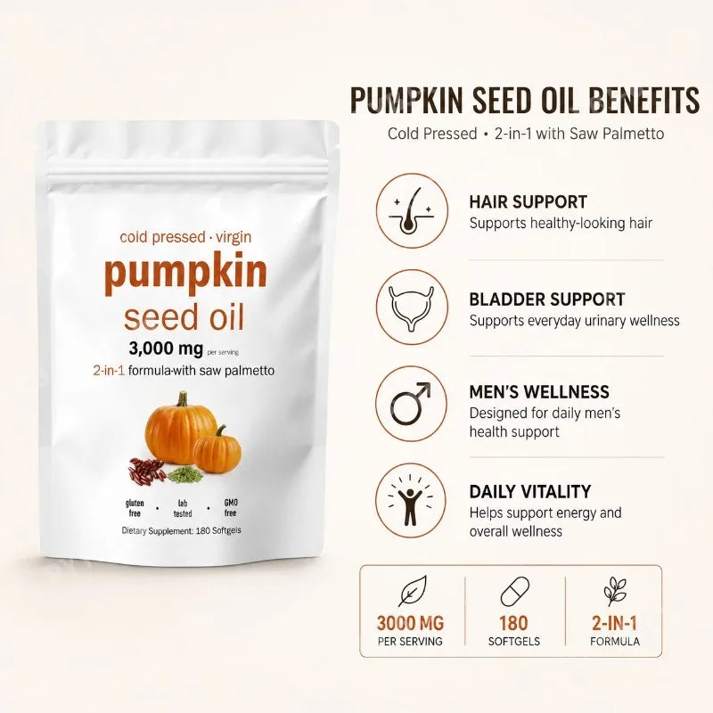 Pumpkin Seed Oil with Saw Palmetto 3000mg Softgels Dietary Supplement
