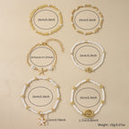 Women's Fashion Bohemian Shell Starfish Stacked Pearl Bead Bracelet Set