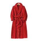 Unisex Thick Coral Fleece Warm Long Kimono Robe