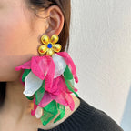 Women's Trendy Bohemian Flower Leaves Tassel Dangle Earrings
