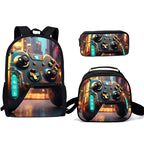 Unisex Gaming Controller 3D Print Backpack 3-Piece Bag Set