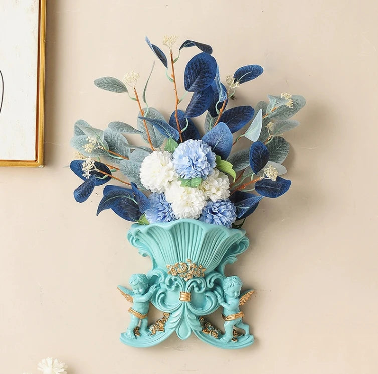 European Resin Angel Wall Vase and Planter Mural Ornament