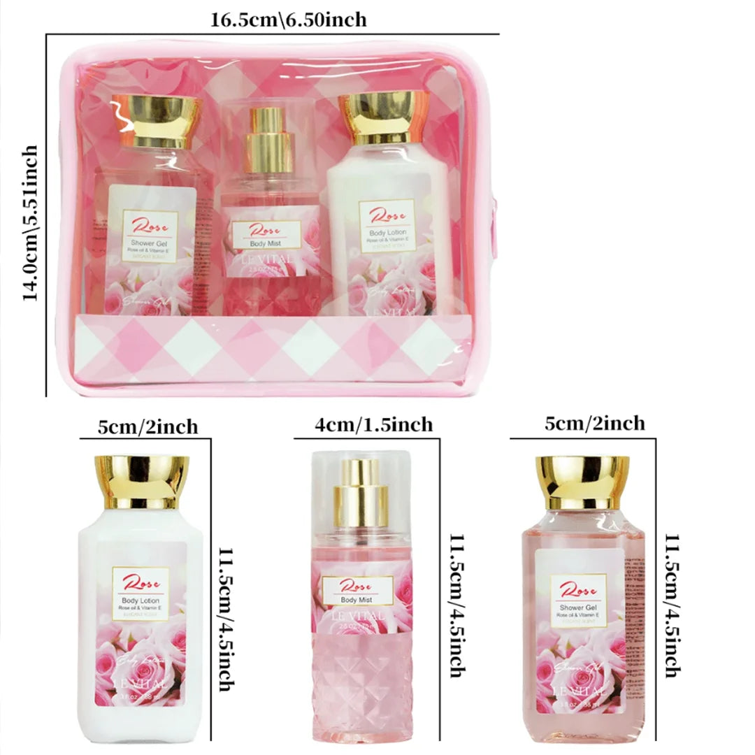 3-Piece Rose Scented Shower Gift Set for Women