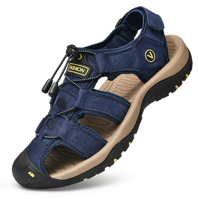 Men's Casual Outdoor Leather Sandals Roman Beach Shoes