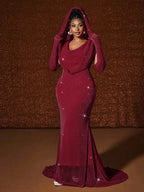 Women's Sexy Hooded Fishtail Floor Length Maxi Dress