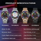 Men's Full Color Rotatable Dial Quartz Watch with Luminous Wheel