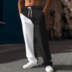 Men's Casual Color Block Elastic Straight Leg Jogger Pants