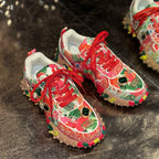 Women's Rhinestone Platform Lace-Up Casual Sneakers