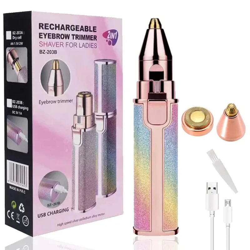 Women's 2-in-1 Electric Eyebrow Trimmer Facial Hair Epilator Shaver