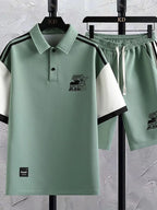 Men's Casual Printed Short Sleeve T-Shirt and Shorts Two Piece Set